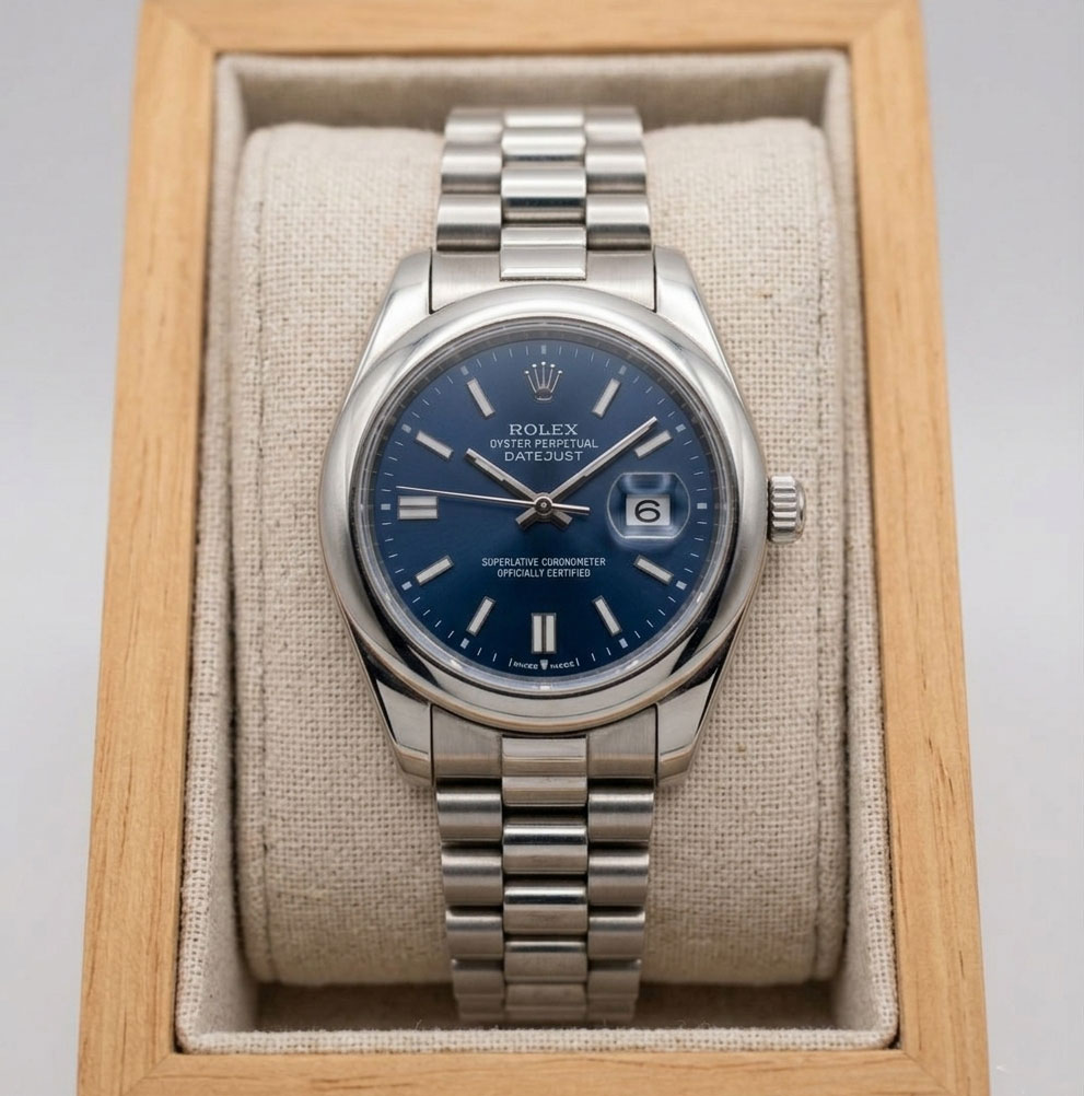 Blue-Silver2 Rolex DateJust Men Watch Silver Blue - Stainless Steel - Image 1