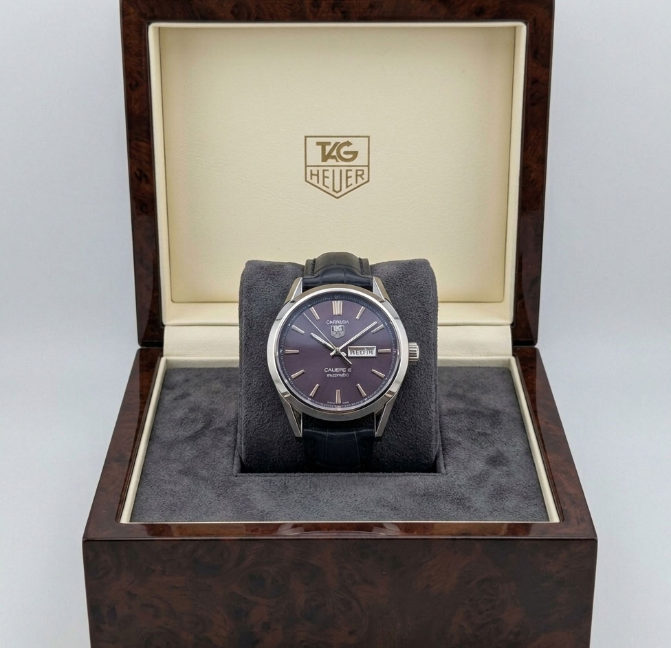 purple1 TAG Heuer Carrera Calibre 5 Men Watch Purple Edition - Leather Strap - Image 1