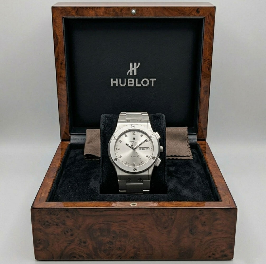 silver1 Hublot Classic Fusion Silver Men Watch - Polished Stainless Steel - Image 1