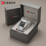 Curren Original Square Watch For Men (Stainless Steel) - Image 2