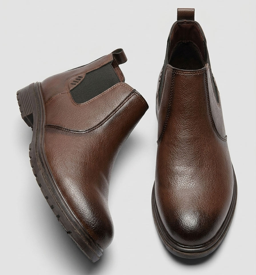 brown1 Chelsea Premium Synthetic Leather Shoes For Men (Brown) - Image 1
