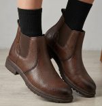Chelsea Premium Synthetic Leather Shoes For Men (Brown) - Image 3