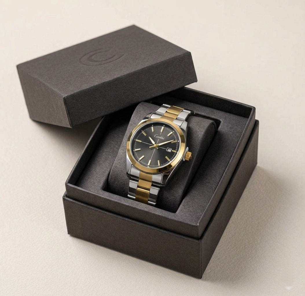 gold-black1 Cartisi Two-Tone Heritage Men Watch Stainless Steel - Image 1