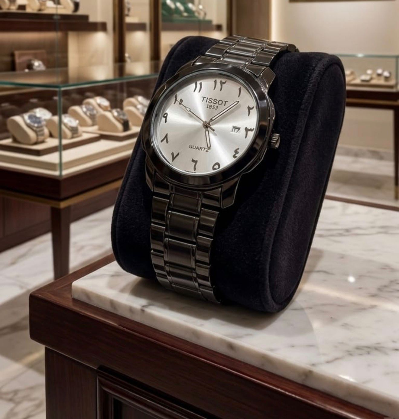 white1 Tissot Arabic-Indic Numeral Dial Men Watch White (Steenless Steel) - Image 1