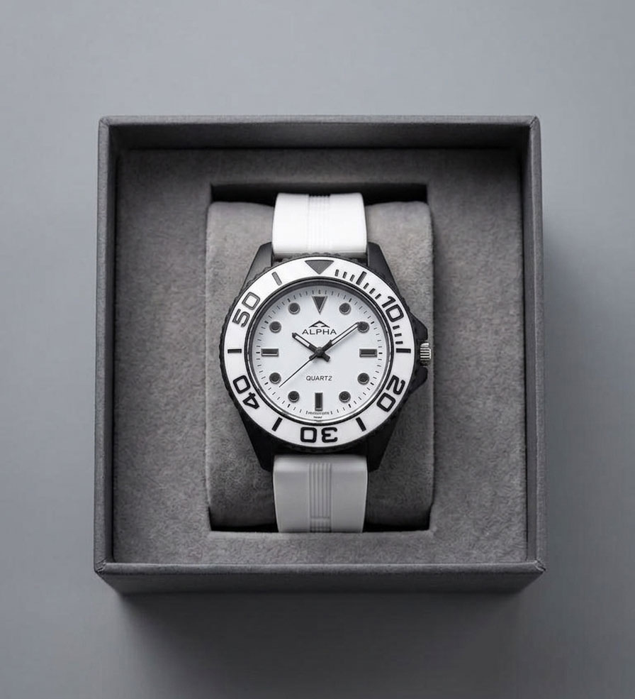 white1 Alpha "Polar" Diver Watch For Men (White) - Image 1